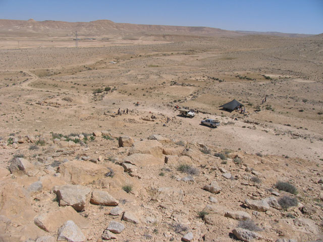 General view of the excavations at Avdat, March 2005. Avdat is an important Nabatean and Byzantine site in the Negev surrounded by ancient desert farms from the 5th to the 8th centuries CE.  The area was surveyed and excavated by the environmental school of Sde Boker.  The 2005 activities included surveying and excavation of one farm house by the environmental school of Sde Boker, located 15 kilometers north of Avdat.