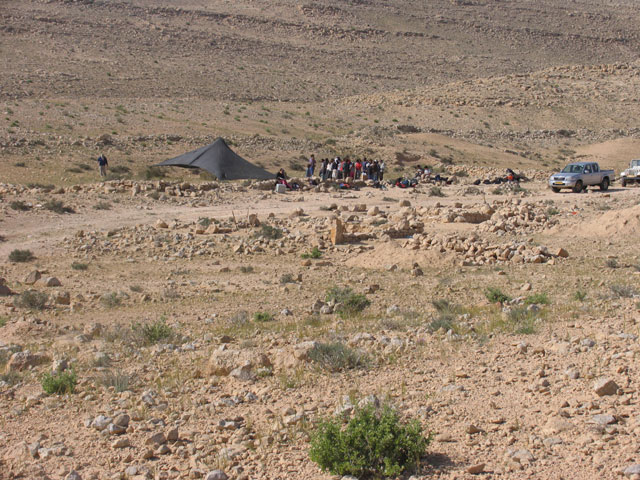 General view of the excavations at Avdat, March 2005. Avdat is an important Nabatean and Byzantine site in the Negev surrounded by ancient desert farms from the 5th to the 8th centuries CE.  The area was surveyed and excavated by the environmental school of Sde Boker.  The 2005 activities included surveying and excavation of one farm house by the environmental school of Sde Boker, located 15 kilometers north of Avdat.