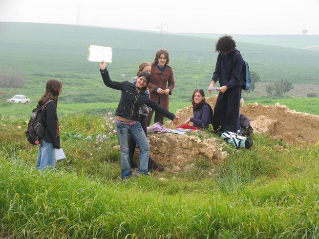 Measuring the ruins at Shuval. Located 30 kilometers north of Beer Sheva, there is an environmental school Meevoot Ha'Negev. The county school is located in the kibbutz serving the whole community with a strong emphasis on the environment. This activity took place at an ancient ruin, an Ottoman farm house located near a Byzantine ruin. The ancient remains include the ruin of the ancient farm house and a water cistern.