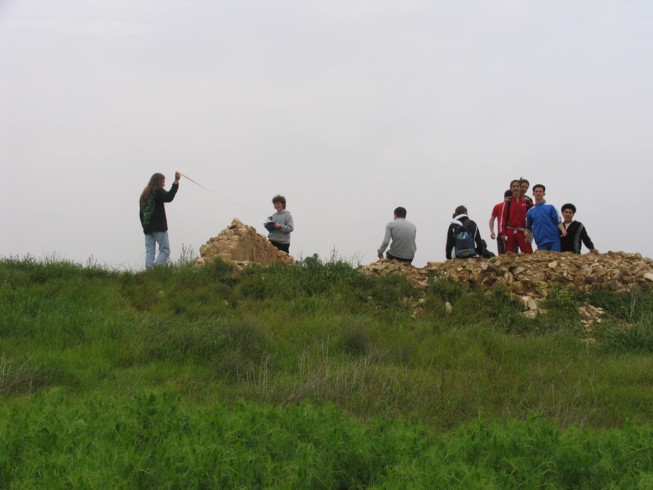 Measuring the farm house at Shuval. Located 30 kilometers north of Beer Sheva, there is an environmental school Meevoot Ha'Negev. The county school is located in the kibbutz serving the whole community with a strong emphasis on the environment. This activity took place at an ancient ruin, an Ottoman farm house located near a Byzantine ruin. The ancient remains include the ruin of the ancient farm house and a water cistern.