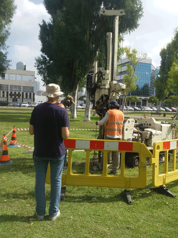 Shelley overseeing the borehole acquisition